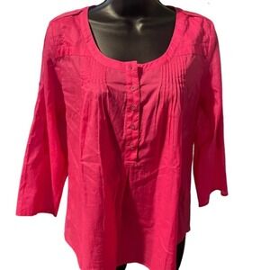 Banana Republic Cotton Hot Pink 3/4 Sleeve Blouse Size S